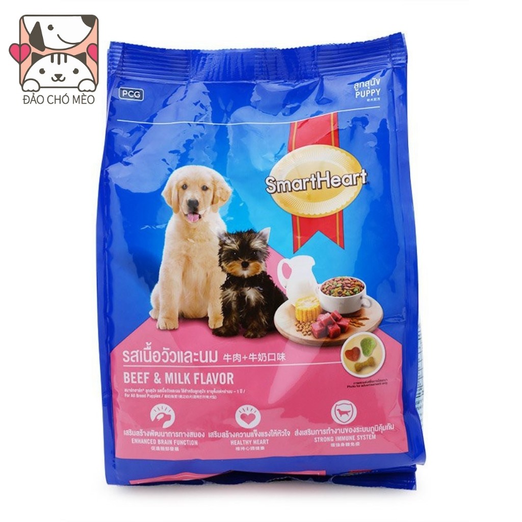 Thức ăn cho chó Smartheart chó con dạng hạt Puppy 400g Vị Bò Và Sữa - Đảo Chó Mèo