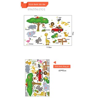 Decal Dán Tường Vườn Thú Tiêng Anh SK9084
