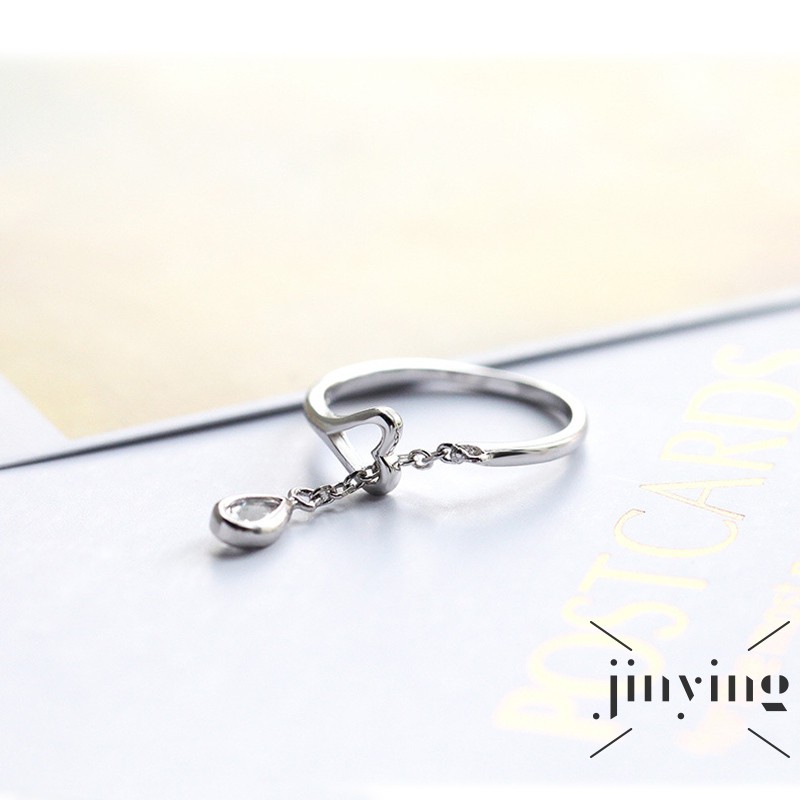 GETNOIVAS Nhẫn mặt hình giọt nước khảm đá màu xanh dương thời trang dành cho phái nữ