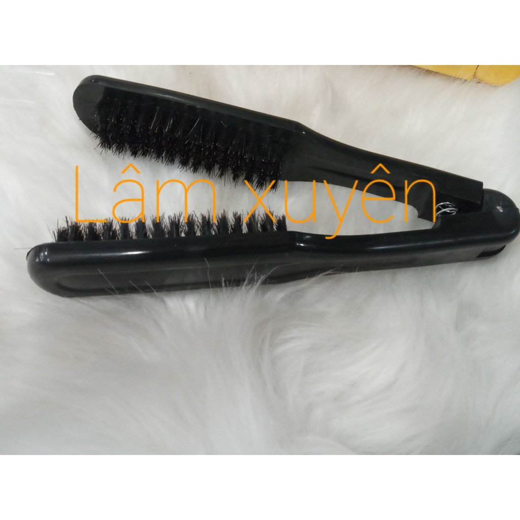 Lược kẹp kéo ép duỗi tóc cán nhựa cần gỗ lông 2 đầu salon nam nữ   😍😍FREESHIP 😍😍 chất bền,cao cấp chuyên dụng cho salon