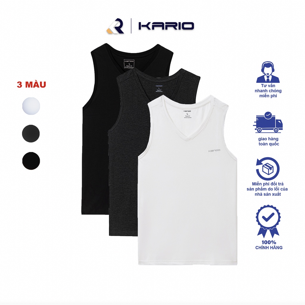 Áo thun ba lỗ nam KARIO cổ tim chuẩn gym mặc nhà dạo phố,trơn nhiều màu KA32