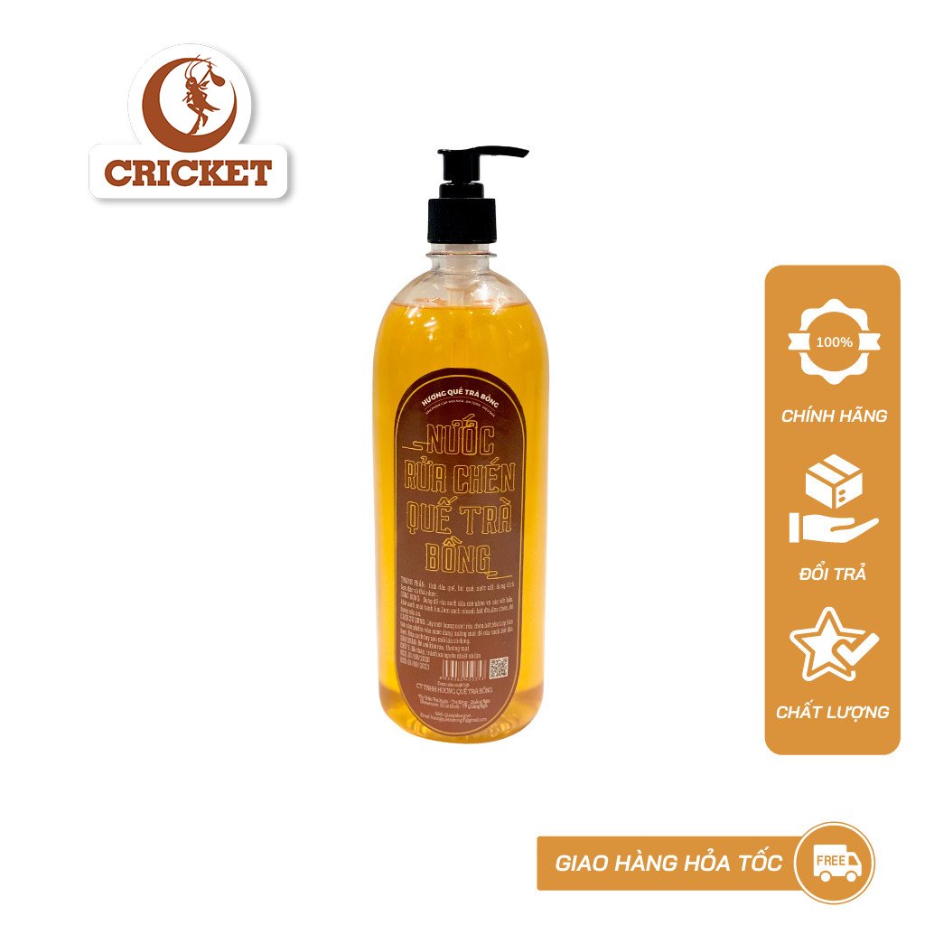 Nước Rửa Chén Quế Trà Bồng 1000ml - Hoàn toàn từ quế tự nhiên, lưu giữ hương thơm chén dĩa