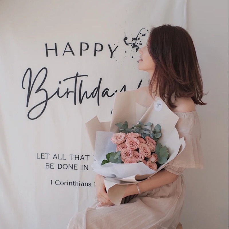 Tấm vải treo tường sinh nhật Happy Birthday phong cách hiện đại