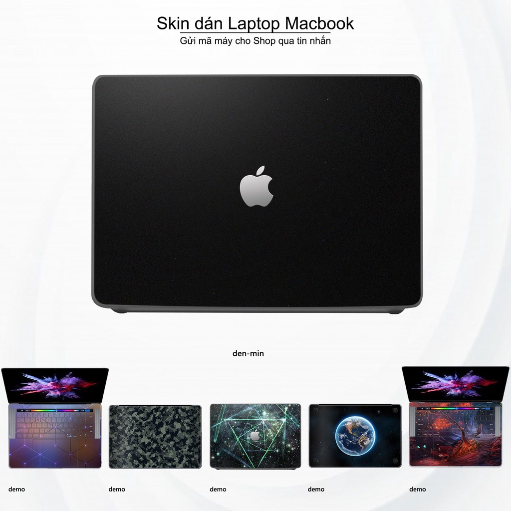 Skin dán Macbook mẫu Aluminum Chrome đen mịn (đã cắt sẵn, inbox mã máy cho shop)