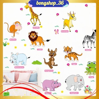 Tranh decal dán tường động vật tiếng anh cho bé - decal dán tường - mã 02