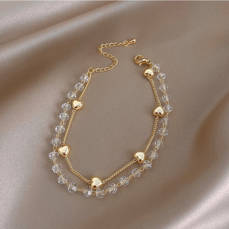 Vòng Tay Elegant Heart Bead Gold Chain Bracelet Korea Multilayer Transparent Ball Bracelets for Women Jewelry Gift | WebRaoVat - webraovat.net.vn