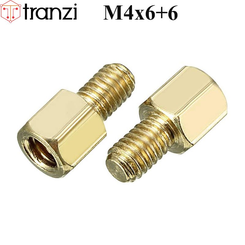 Trụ vít lục giác đực cái đồng M4x6+6 - túi 10 cái