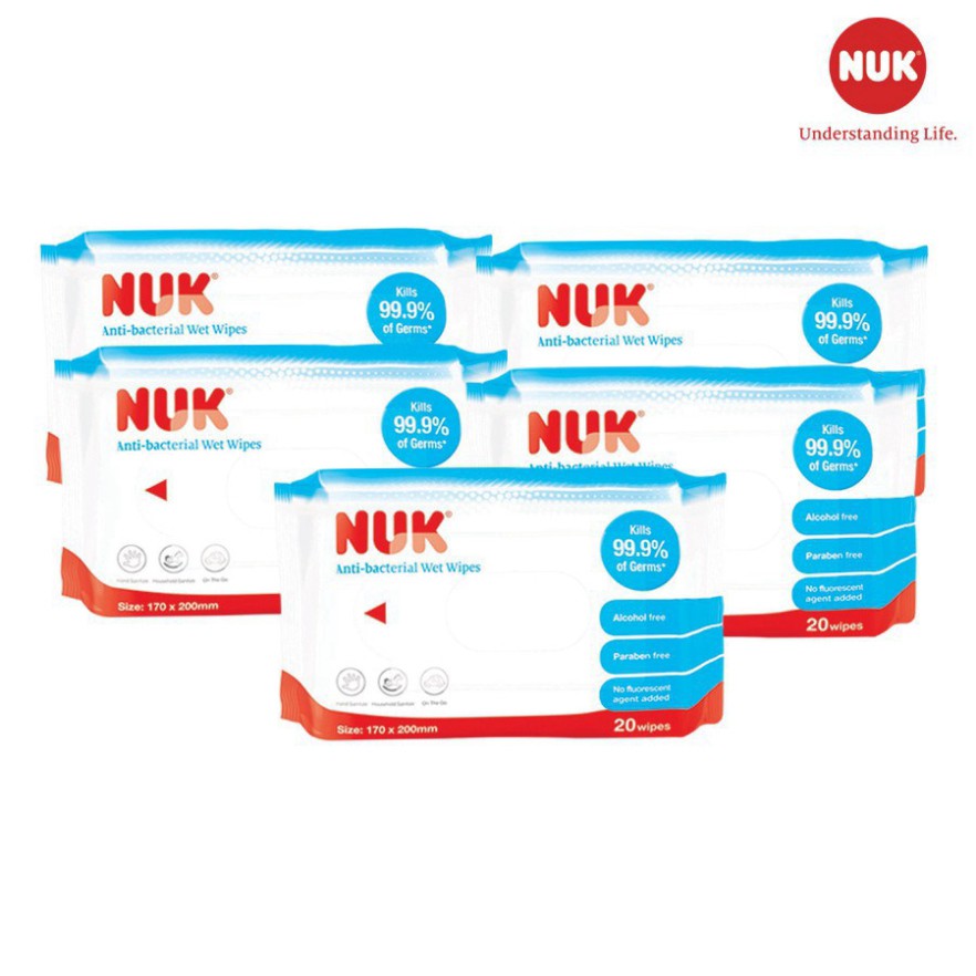 [Mã MKBC245 giảm 8% đơn 400K] [Chính Hãng] Khăn ướt cao cấp NUK không chứa cồn (20 tờ) - Khăn giấy ướt NUK cho bé