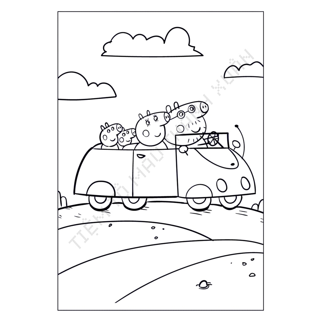 Set 10 Tờ Tranh Tô Màu Hình Heo Cute Cho Bé Tô Màu Sáp, Màu Chì - Tiệm Tô Màu Thanh Xuân