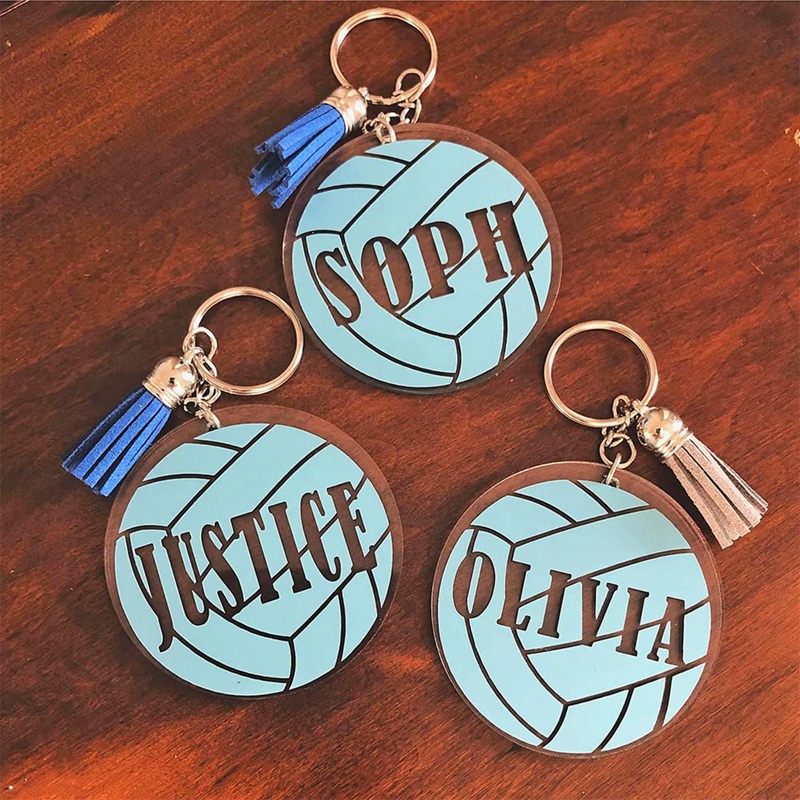 Set 20 Đĩa Trống Trơn Trong Suốt Bằng Acrylic Kèm Dây Ruy Băng Dùng Làm Móc Khóa DIY