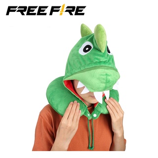 Gối tựa cổ có mũ trùm đầu kiểu dáng khủng long xanh lá Free Fire