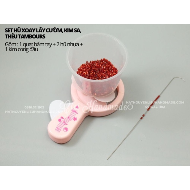 Set hũ xoay lấy cườm, kim sa, thêu tambours Set hũ xoay lấy cườm, kim sa, thêu tambours Cici Handmade