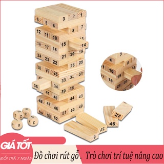 Bộ Đồ Chơi Rút Gỗ Loại Khổng Lồ - Bộ đồ chơi rút gỗ 54 thanh kèm 4 viên xúc xắc giúp bé phát triển trí tuệ