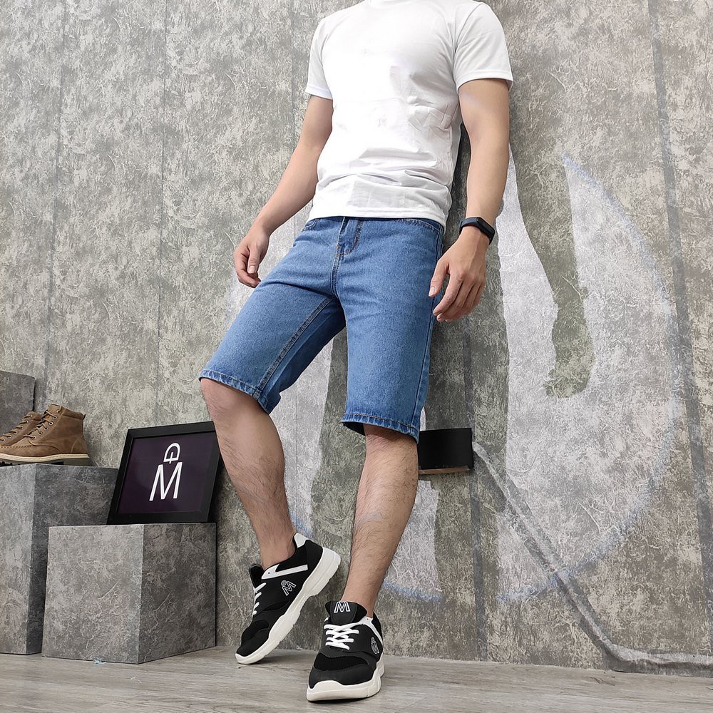 Quần short jean nam MĐ Q393 xanh đen loại tốt