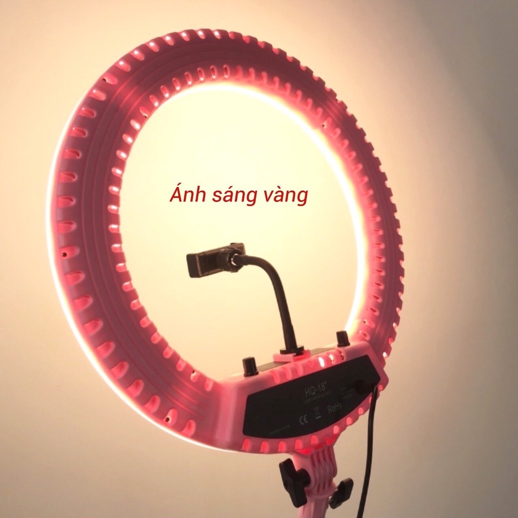 Đèn Livetream HQ18 hồng, đường kính 45cm, hỗ trợ ánh sáng làm phun xăm, sapa, quay tik tok