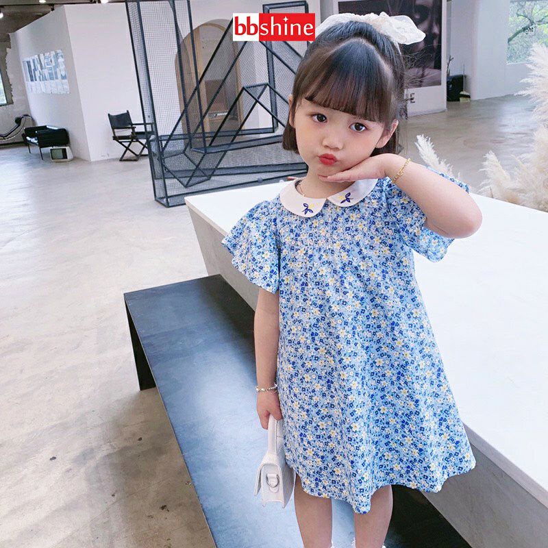 xả kho xin đánh giá Váy xuông hoa xanh dương cho bé gái