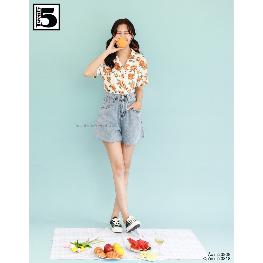 Quần short nữ cạp cao, không gấu Twentyfive 3818