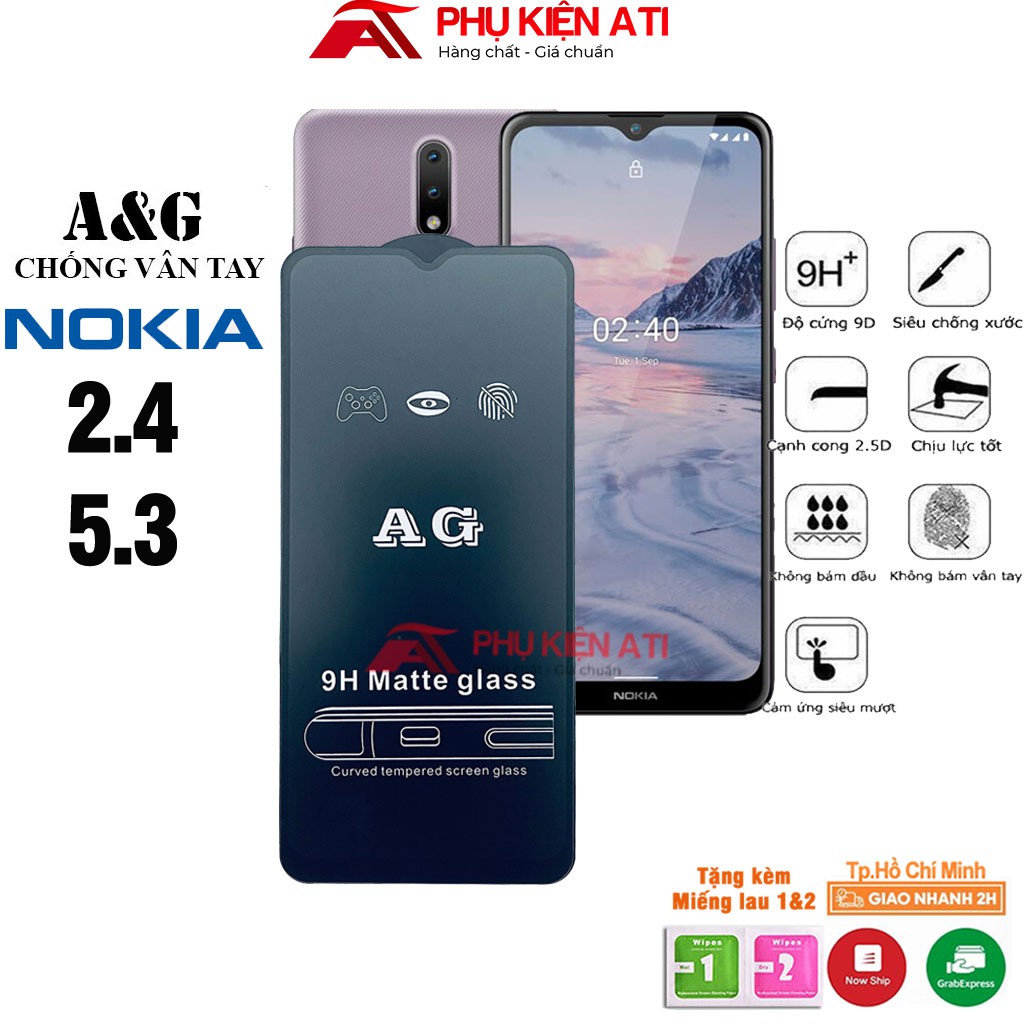 Kính cường lực Chống vân tay Nokia 2.4/ Nokia 5.3 -Cảm ứng mượt mà-Chống lóa