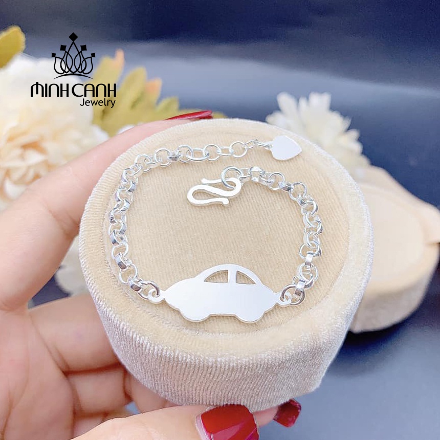 Lắc Bạc Hình Oto Khắc Tên Cho Bé Minh Canh Jewelry