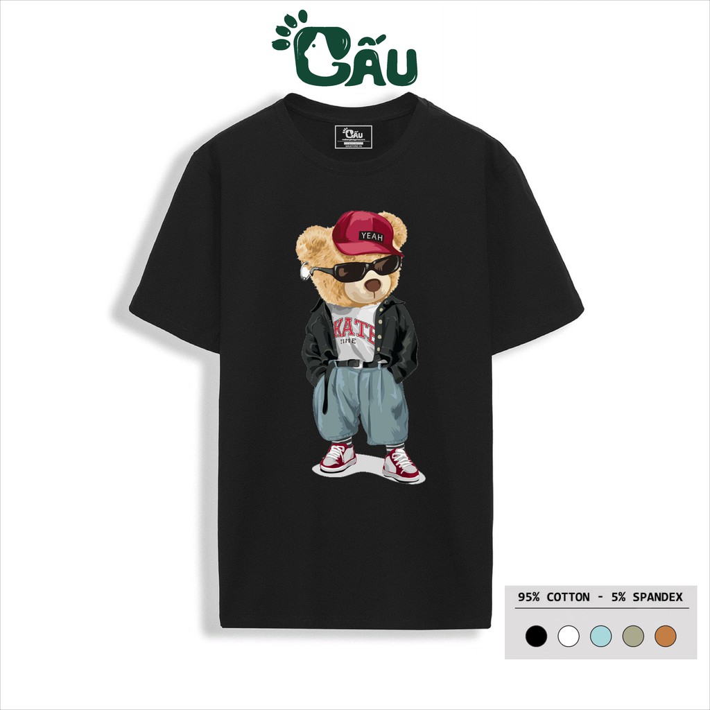 Áo thun nam GẤU 194 Gấu Teddy Cool Ngầu cổ tròn tay ngắn vải coton co dãn, dày dặn, form regular fit - Gấu Cực Ngầu