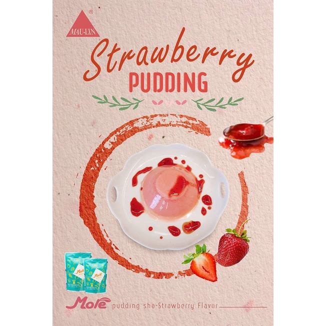 Bột Pudding Hương Dâu Tây More/Flan Dâu Tây Maulin/Strawberry Pudding Sha Powder 1KG/Bột bánh plan Đài Loan/ ĐàiLoan