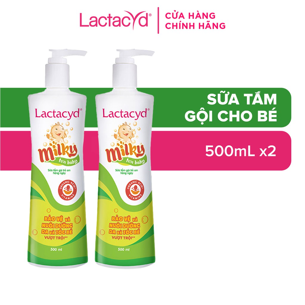 Sữa Tắm Gội Trẻ Em Lactacyd Milky Bảo Vệ, Nuôi Dưỡng Da và Tóc Bé 500ml/chai