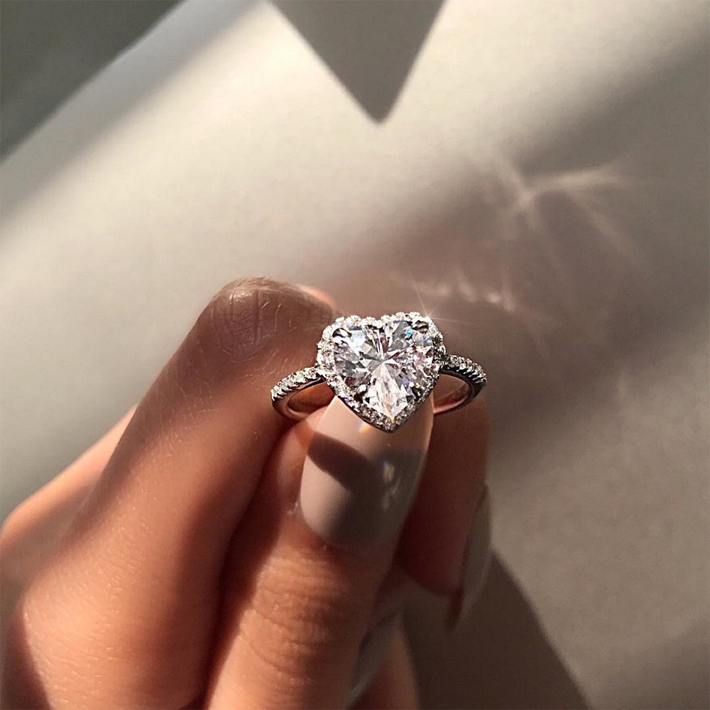 Mô Hình Vụ Nổ Hình Trái Tim Đá Zircon Nữ Nhẫn、Mạ Vàng Mô Hình Vụ Nổ Chiếc Nhẫn Kim Cương、Châu Âu Và Mỹ Thời Trang Trang Sức