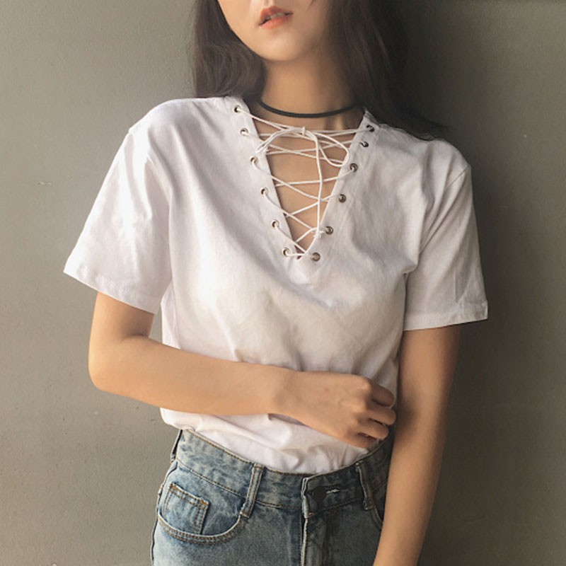 áo trắng đan dây