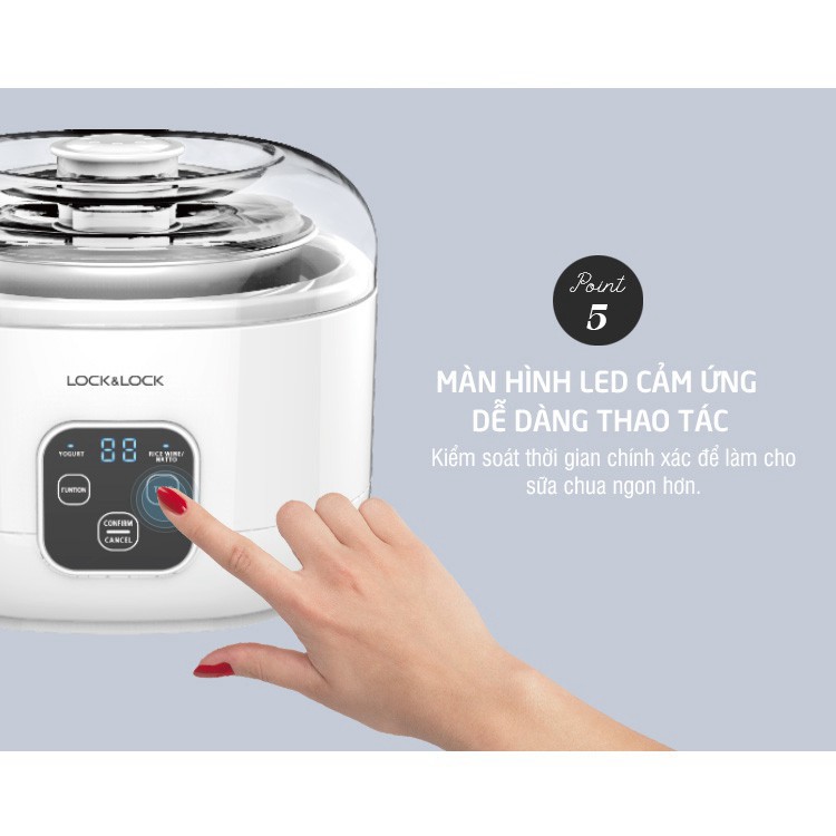 [Lock&amp;Lock] Máy làm sữa chua Yogurt Maker EJY211 dung tích 1L