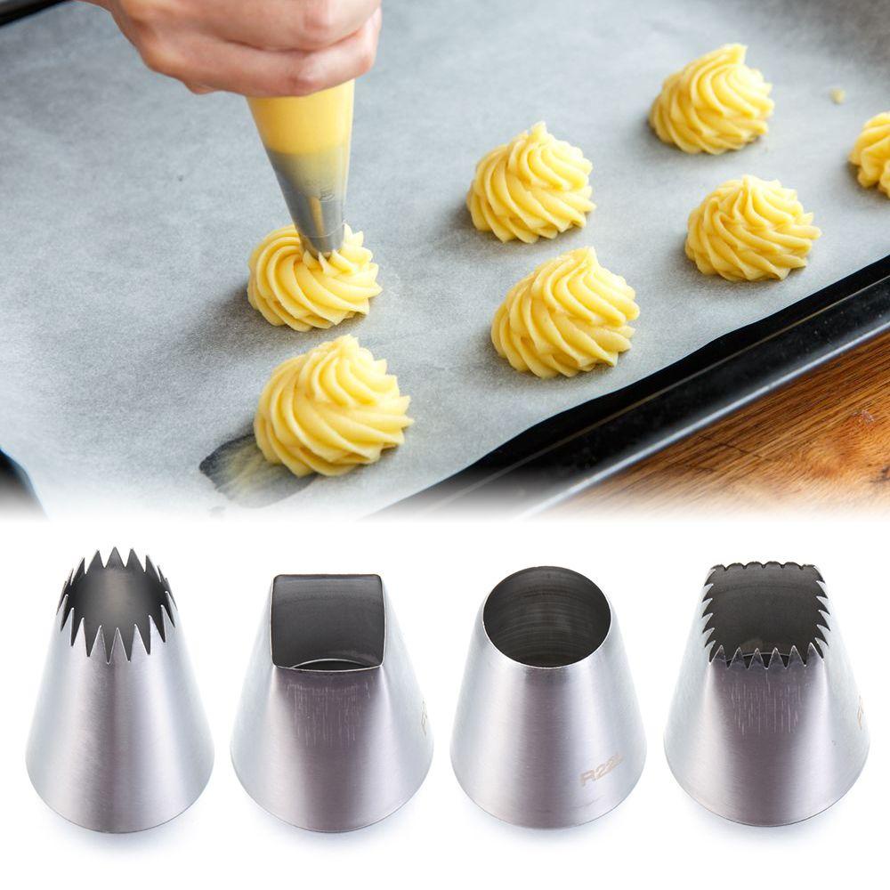 GOGOUP Set 4 Đuôi Bắt Bông Kem Trang Trí Bánh Bằng Thép Không Gỉ