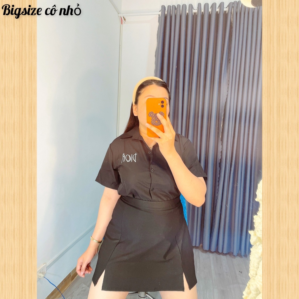 Áo sơ mi bigsize nữ(60kg đến 100kg)áo sơ mi kiểu mập đẹp mập xinh mã Dior kiểu