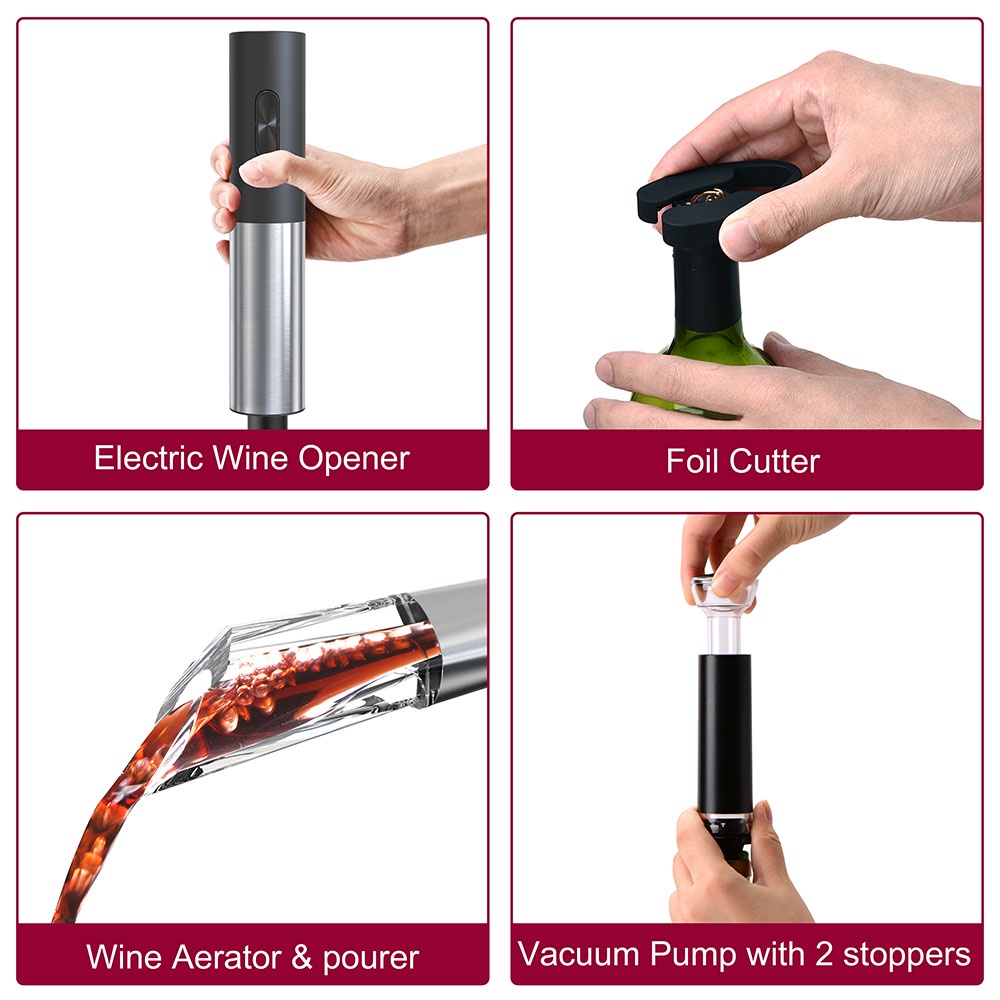 Uareliffe 5 In 1 Wine Opener Set Home Kitchen Bottle Opening Tool
