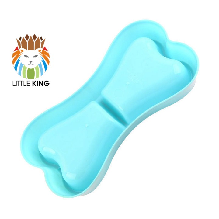 Bát ăn đôi cho chó mèo, thú cưng cỡ nhỏ hình khúc xương Little King pet shop chất liệu nhựa PP an toàn, nhiều màu sắc