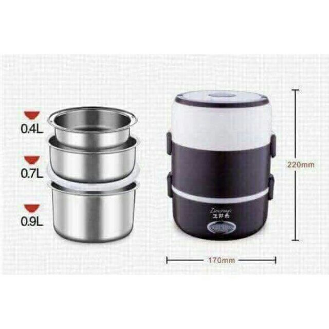 Hộp cơm cắm điện inox 3 tầng 1.6L | BigBuy360 - bigbuy360.vn