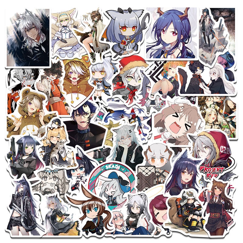 Bộ 50 Miếng Dán Game Arknights Chống Thấm Nước Cho Notebook/Mũ Bảo Hiểm/Guitar/Guitar Trẻ Em