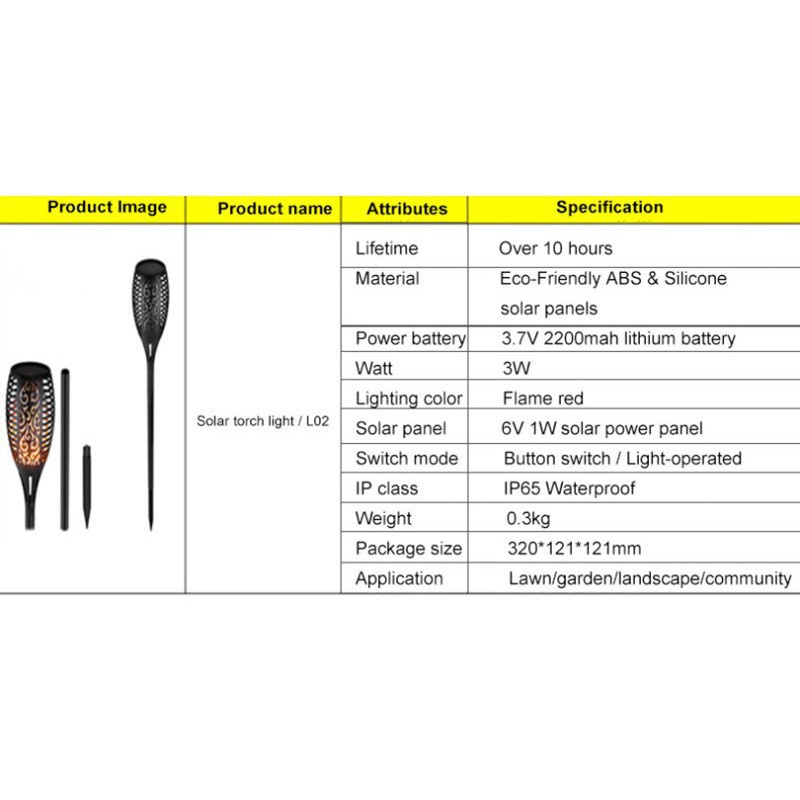 Đèn LICER năng lượng mặt trời kiểu dáng ngọn lửa chống thấm nước IP65 trang trí sân vườn ngoài trời