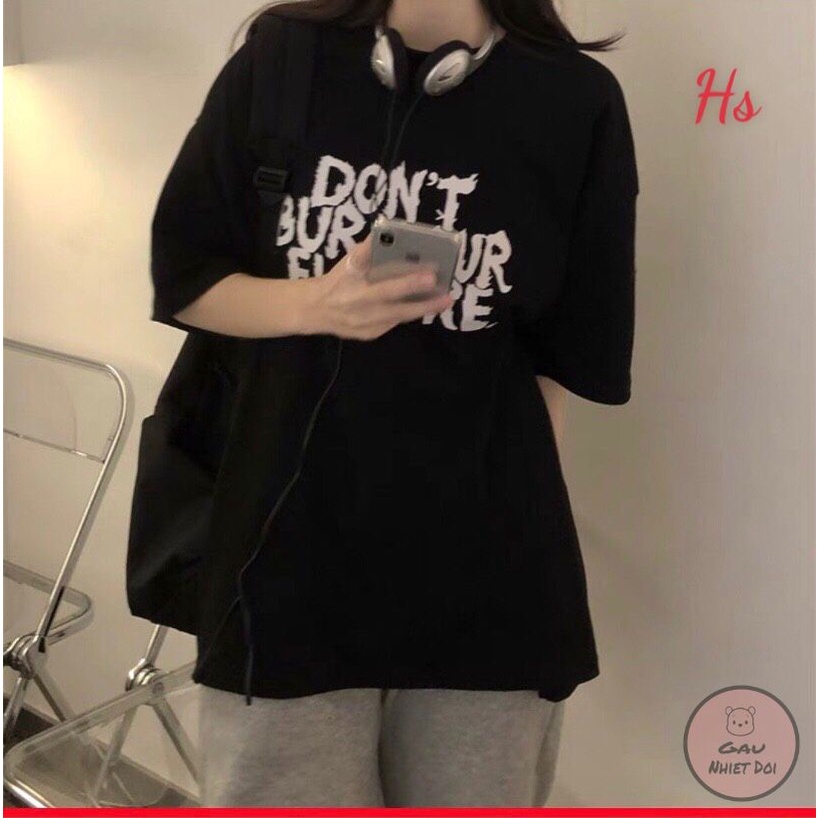 Áo Phông Nam Nữ Kiểu Dáng Unisex Thời Trang Freesize Hai Màu Đen/Tím