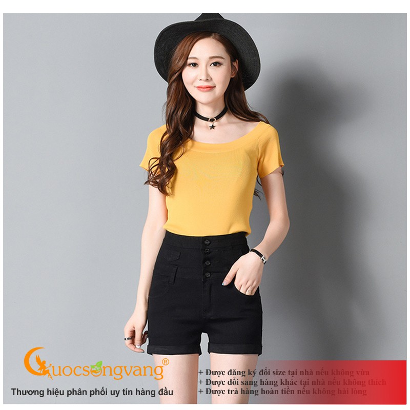 Quần short nữ lưng cao quần short jean cạp cao màu GLQ064 Cuocsongvang