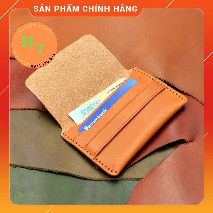 Ví Đựng Card Cao Cấp Da Pullup - Cam Kết 100% Da Bò Thật - Màu Vàng Bò Hàng Chính Hãng Thương Hiệu Hima Leather C01