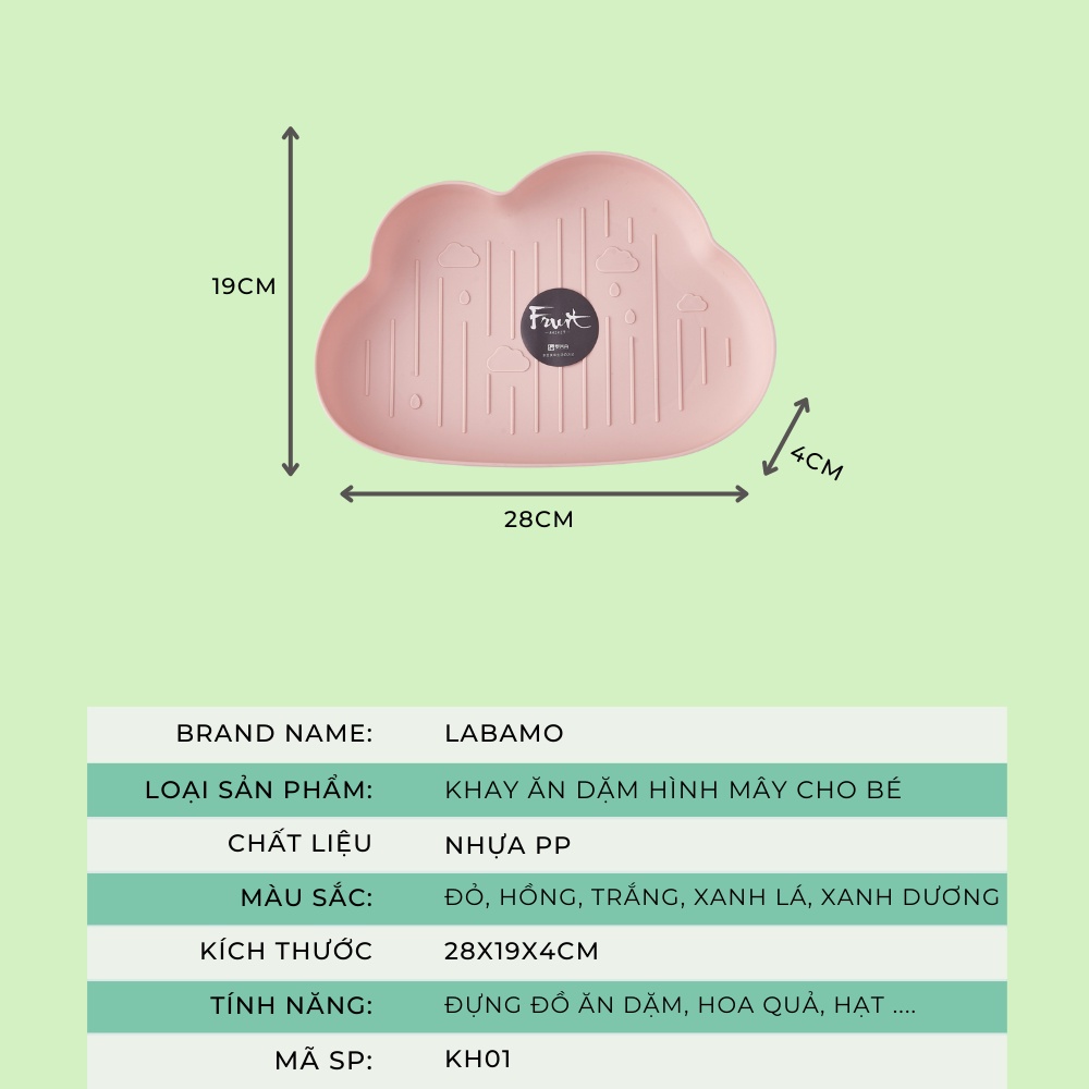 Khay ăn dặm cho bé hình đám mây dễ thương để đựng bát ăn dặm kiểu Nhật LABAMO KA01