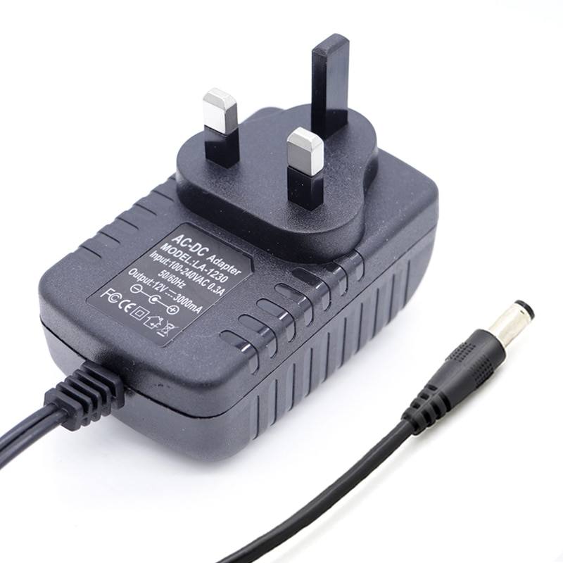 CCTV IP Camera Cable AC To DC Adapter 12V 2A Switching Power Supply UK Plug 5.5mm X 2.5mm