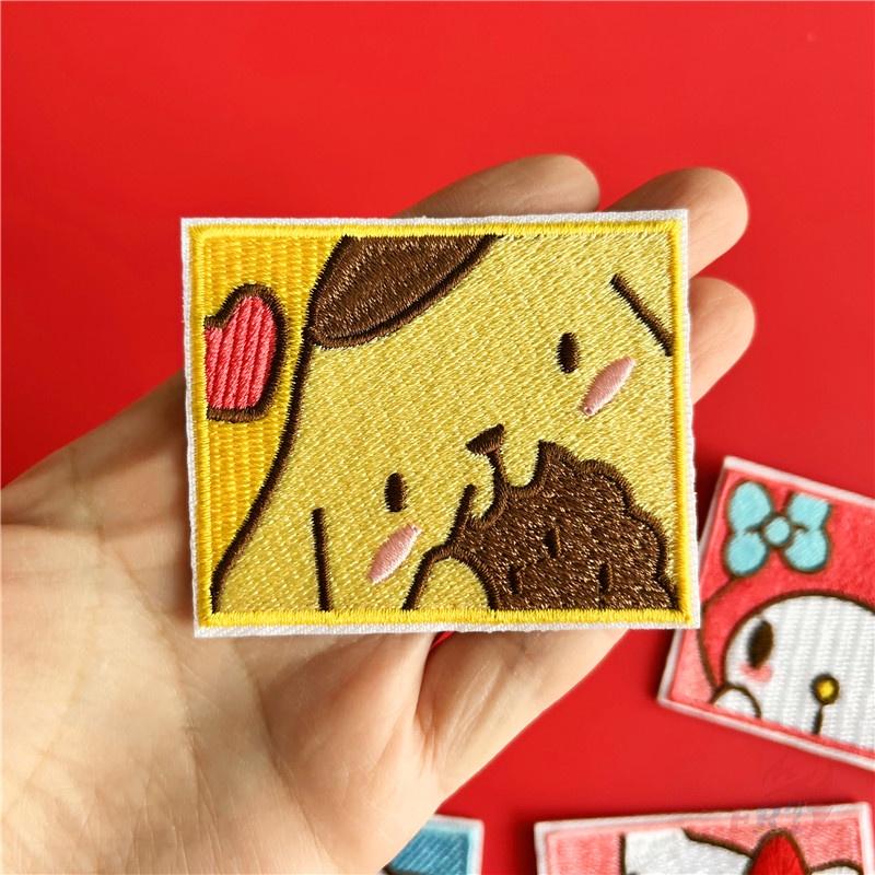 Miếng vá quần áo chủ đề hoạt hình Hello Kitty / Melody / Kuromi / Cinnamoroll / Pom Purin - Sanrio 5.4*7CM tùy chọn