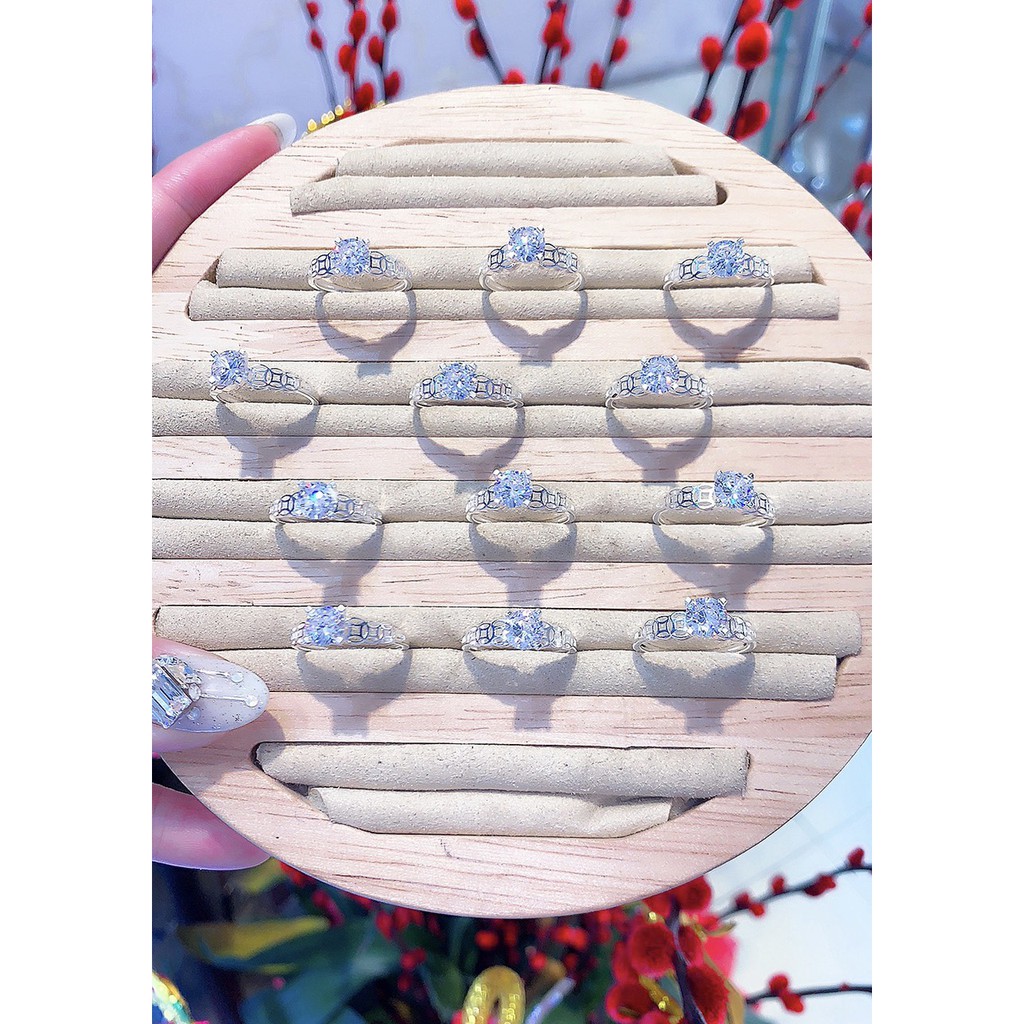 Nhẫn kim tiền bạc ta ổ đá chủ 5 ly,Nhẫn kim tiền bạc ta ổ đá cao-Minh Tâm Jewelry