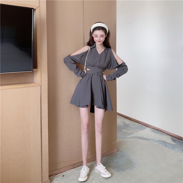 Đầm dáng xòe nữ tay dài mini Emilyshop