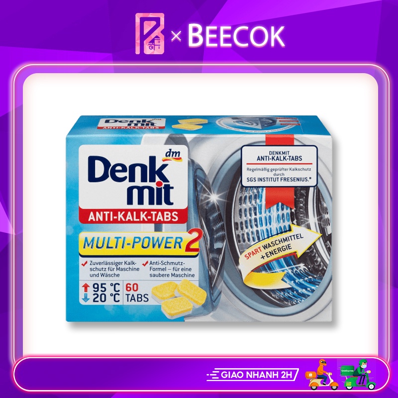 Hộp 60 viên tẩy lồng máy giặt Denkmit Anti-Kalk-Tabs - viên tẩy lồng giặt - Date mới sản xuất 2022
