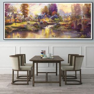Tranh canvas phong cảnh mùa xuân thomas 50x120 giá kèm khung