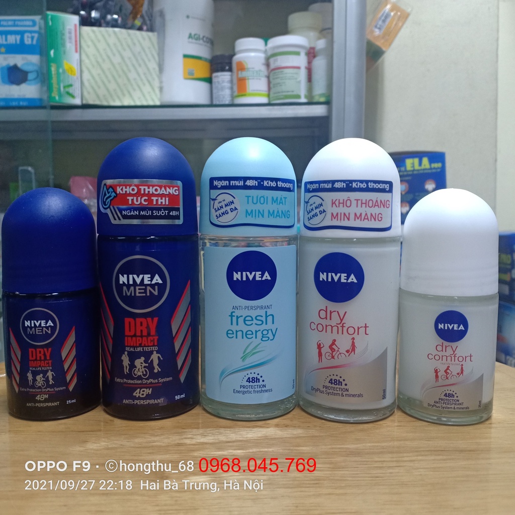 Lăn ngăn mùi NIVEA khô thoáng, tươi mát, mịn màng (25ml/50ml)