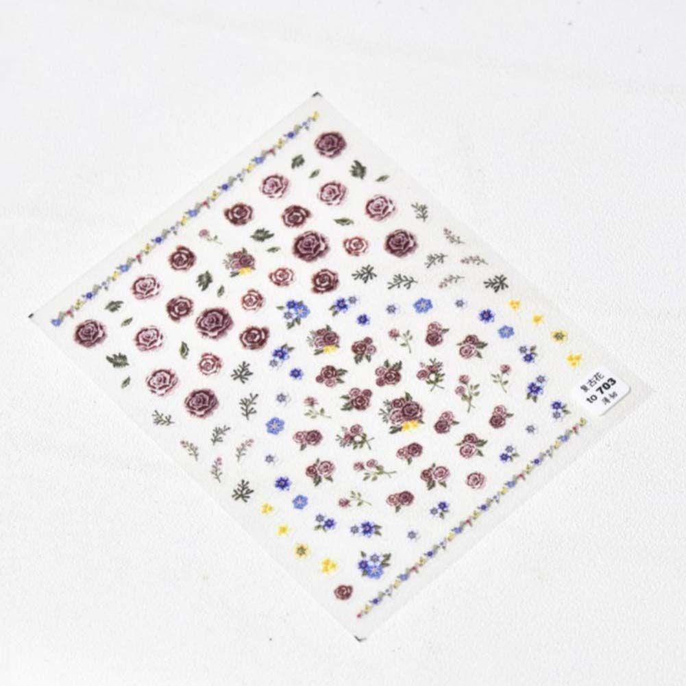 OCEANMAP Miếng Dán Trang Trí Móng Tay 5D Hình Hoa Phong Cách Nhật Bản