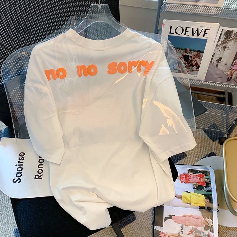 Áo Thun Tay Ngắn Cổ Tròn Dáng Rộng Phong Cách Hàn Quốc Thời Trang Cho Nữ