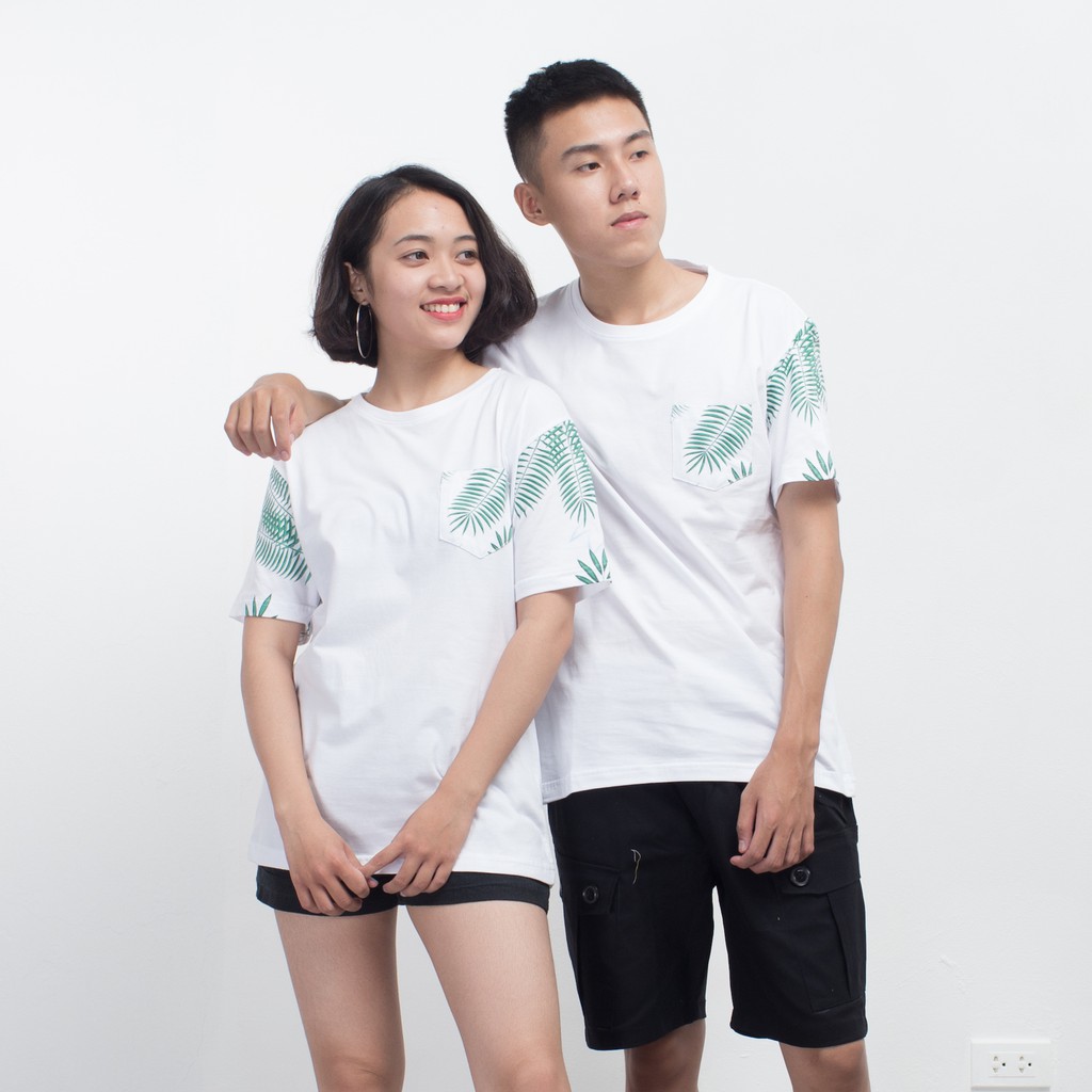 [Mã FADIRECT20 giảm 20K đơn từ 150K] Áo thun phối họa tiết lá xanh form rộng dáng unisex Hàn Quốc - City Cycle